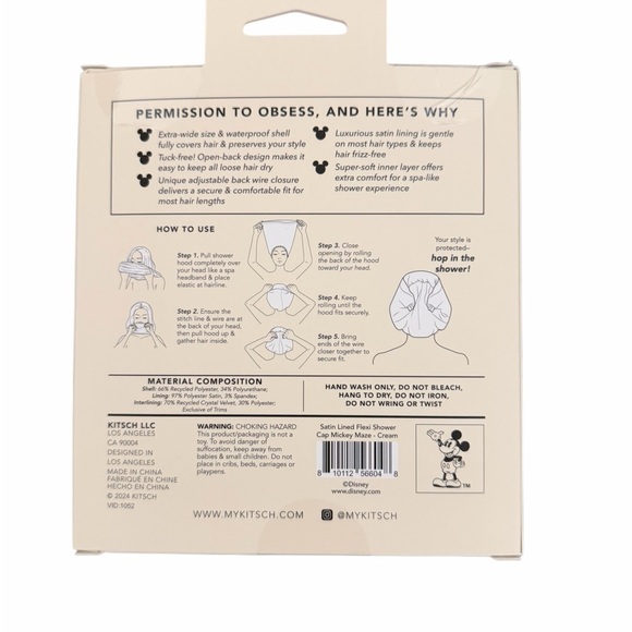 Kitsch x Mickey Mouse Satin Flexi Shower Cap - Picture 3 of 7